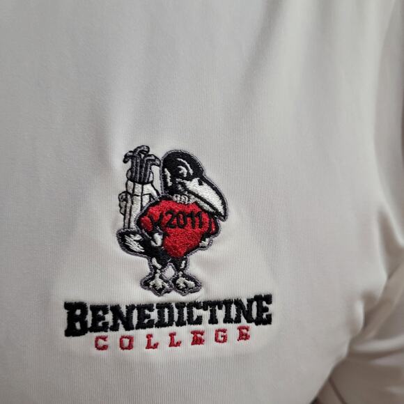FAIRWAY & GREENE Tech Golf Polo Sz L White Benedictine College 2011 Performance - Picture 3 of 8